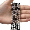 Natural Tourmalinated Quartz/Black Rutilated Quartz Beads Strands G-Z119-A15-02-2