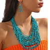 Plastic Seed Beaded Multilayer Necklaces & Teardrop Dangle Earrings Sets WGB34C1-02-1