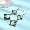 Brass Natural Abalone Shell Dangle Earrings EJEW-F388-01E-P-2