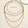 Iron Metallic layered Chain Tassel Long Necklaces with Double Clasp Decor IV6162-1-2