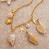 304 Stainless Steel with Natural Shell Starfish Sea Horse Pendant Bib Necklaces for Women FS-WG01E94-02-4