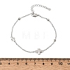 Brass Micro Pave Clear Cubic Zirconia Four Leaf Clover Link Bracelets KK-CBAED06-02P-5