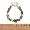 Handmade Lampwork Christmas Tree & Natural Green Aventurine & dyed Freshwater Shell Chip Beaded Bracelets BJEW-TA00760-4