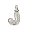 Brass Micro Pave Clear Cubic Zirconia Pendants KK-B099-01P-J-1