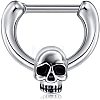 304 Stainless Steel Skull Circular/Horseshoe Barbell Nose Rings WG89838-01-2