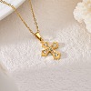 304 Stainless Steel Micro Pave Clear Cubic Zirconia Religion Cross Pendant Necklaces for Women WG29A99-01-1