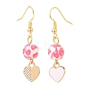 3 Pairs 3 Style Pink Alloy Enamel Charms & Resin Beads Dangle Earrings EJEW-JE05030-02-5