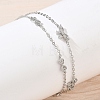 Brass Micro Pave Clear Cubic Zirconia Bowknot Link 2-Strand Bracelets KK-CBA6980-19P-3