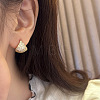 Brass Micro Pave Clear Cubic Zirconia Triangle Hoop Earrings FS-WGA22EE-01-2