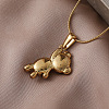 304 Stainless Steel with Red Glass Bear Pendant Necklaces for Women PA5495-4
