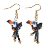 304 Stainless Steel MIYUKI Glass Seed Beads Bird Dangle Earrings EJEW-MZ00555-02-3