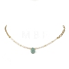 Natural Amazonite Teardrop Pendant Necklaces NJEW-JN06438-2