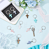 10Pcs 5 Styles Gemstone Keychains KEYC-CP0001-48-4