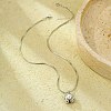 304 Stainless Steel Pave Shell Pearl Flat Round Pendant Necklaces for Women NJEW-U031-02P-1