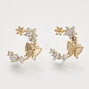 Brass Micro Pave Clear Cubic Zirconia Stud Earrings LS-X-EJEW-T007-14G-NF-2
