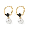 Round Brass Glass Leverback Earrings EJEW-Z152-04G-4