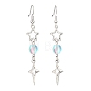 Star Alloy Synthetic Moonstone Bead Dangle Earrings EJEW-JE06790-1