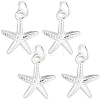 4Pcs Ocean 925 Sterling Silver Starfish Charms STER-BBC0009-90-1