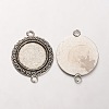 Tibetan Style Alloy Flat Round Cabochon Connector Bezel Settings PALLOY-J494-07AS-1