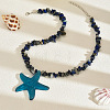 Bohemian Summer Beach Resin Starfish Pendant Natural Sodalite Chip Beaded Necklaces WGA12D3-01-3