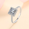 Square Rhodium Plated 925 Sterling Silver Pave 5.5mm Cubic Zirconia Finger Rings for Women WG02E28-23-3