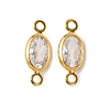 Brass Pave Clear Cubic Zirconia Connector Charms KK-Z121-06G-04-1