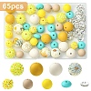 65Pcs 9 Styles Round & Rondelle Resin Rhinestone & Silicone & Brass Crystal Rhinestone Spacer Beads Findings Kits DIY-YW0017-97B-1