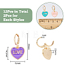 12Pcs 6 Colors Heart with Word Love Enamel Dangle Leverback Earrings EJEW-DC0001-26-2