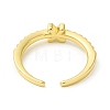 Clear Cubic Zirconia Initial Letter Open Cuff Ring RJEW-H120-09G-X-3