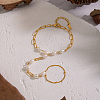 Elegant Natural Freshwater Pearl Beads Link Ring Bracelets KX0637-6