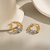 Stainless Steel Two Tone Round Hoop Earrings FN9232-3