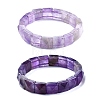 Natural Amethyst Beads Stretch Bracelets for Women Men BJEW-C097-06Z-1