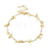 Brass Heart & ABS Plastic Pearl Beaded Link Chain Bracelets for Women BJEW-G672-07G-1