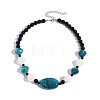 Resin Geometric Oval Graduated Beaded Necklaces with Alloy End Chains WG4F80F-04-2