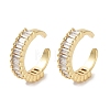 Rectangle Brass Cubic Zirconia Cuff Earrings for Women EJEW-E310-09G-1