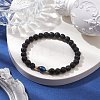 6mm Round Natural Lava Rock & Dyed Pearl Beaded Stretch Bracelets for Women BJEW-JB10619-01-2