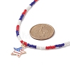 Independence Day Alloy Enamel Star Pendant Necklace with Glass Beaded Chains for Women NJEW-TA00056-5