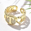 Brass Micro Pave Clear Cubic Zirconia Open Cuff Rings for Women RJEW-K289-02G-T-2