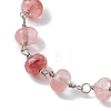 Cherry Quartz Glass Rondelle Beads Link Bracelets for Women BJEW-JB10262-01-3