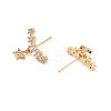Clear Cubic Zirconia Curved Bar with Star Stud Earrings EJEW-C023-02G-2