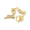 Brass Micro Pave Clear Cubic Zirconia Charms KK-Z044-31G-2