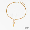 316 Surgical Stainless Steel Micro Pave Clear Cubic Zirconia Inverted Triangle Pendant Round Snake Chain Necklaces for Women WGB9601-01-1