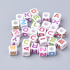 Large Hole Colorful Acrylic Letter European Beads X-SACR-Q104-02-1