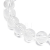 Natural Quartz Crystal Round Beaded Stretch Bracelet with Bullet Charms BJEW-JB09018-03-5