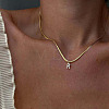 Brass Micro Pave Clear Cubic Zirconia Pendant Initial Necklaces FS-WGC46E8-18-2