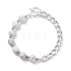 Natural Mixed Stone Round Beaded Bracelets Set with Curb Chain for Men Women BJEW-TA00048-4