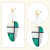 2 Pairs 2 Colors Acrylic Feather with Tartan Dangle Stud Earrings EJEW-FI0001-25-3