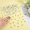 20 Sets White Lily Flower Charms & Flora Leaves Beads FIND-SC0010-77-3