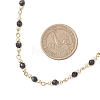 Faceted Dyed Natural Agate Round Beads & 304 Stainless Steel Tiny Cross Handmade Link Chain Necklaces NJEW-JN05842-02-3