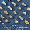  180 Sets 6 Styles Brass Screw Clasps KK-NB0002-79-4